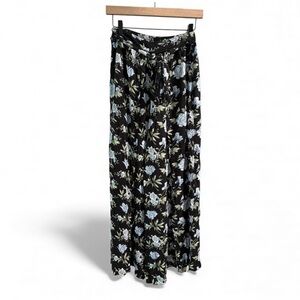 American Eagle Outfitters Black and Blue Floral Wide Leg Pants